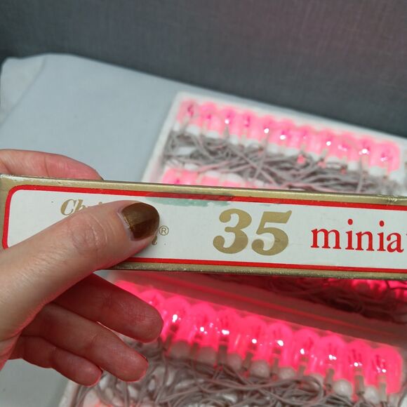 VTG XMAS Lights Petal Reflectors Indoor Outdoor 70 PINK Set NEW 70s 80s RARE - Picture 9 of 9